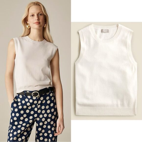 J. Crew Tops - NWT J CREW Featherweight cashmere-blend cropped sweater shell in Ivory